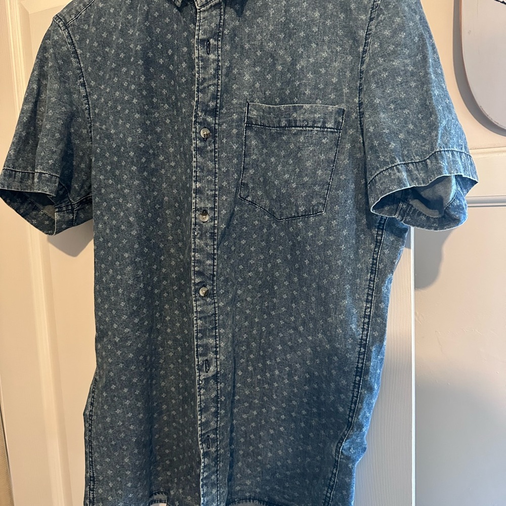 Casual Denim Blue Button Down Shirt